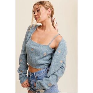NWOT! Listicle Embroidered Cardigan Set